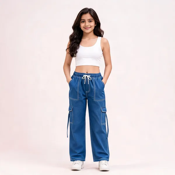 Blue_Denim_Wide_Leg_Cargo_Pants_for_Girl
