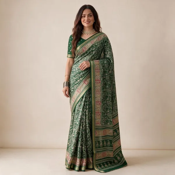 Green_Moss_Mellow_Saree_For_Women