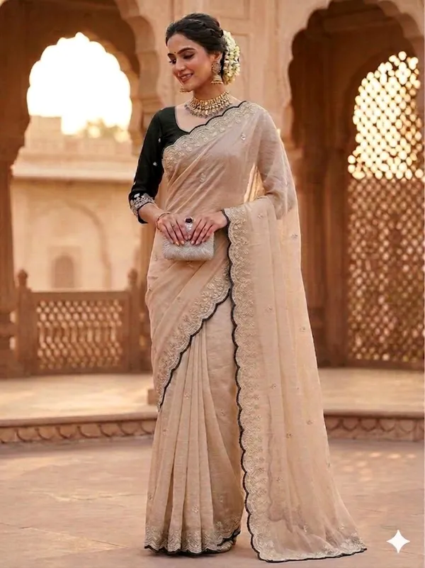 Beige_Georgette_Saree_For_Women