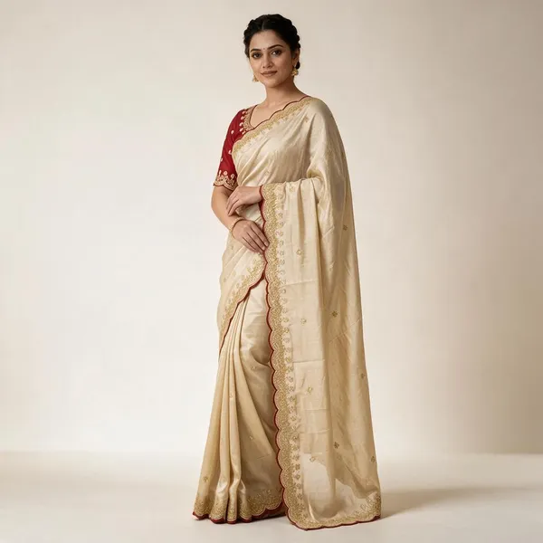 Cream_Georgette_Saree_For_Women