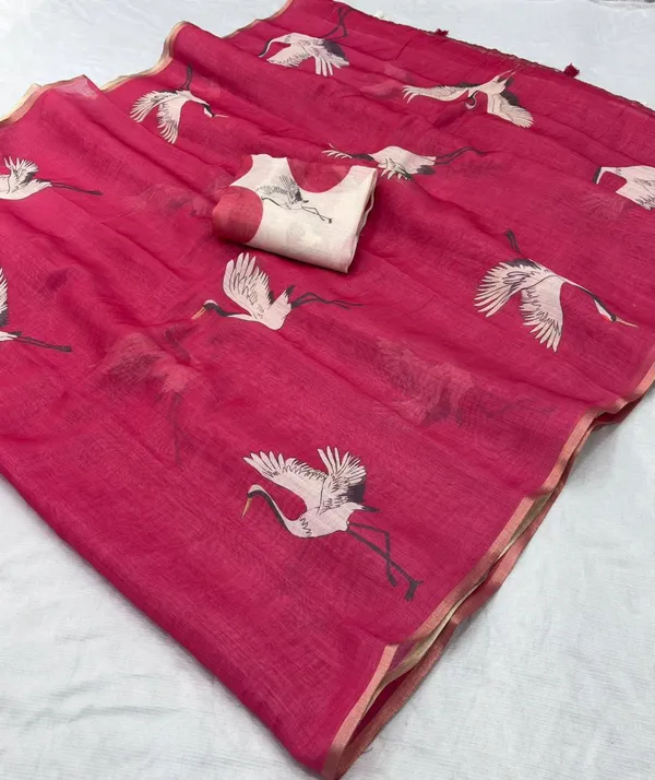 Pink_Linen_Saree_For_Women