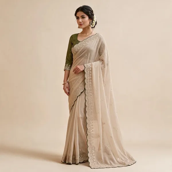Beige_Georgette_Saree_For_Women