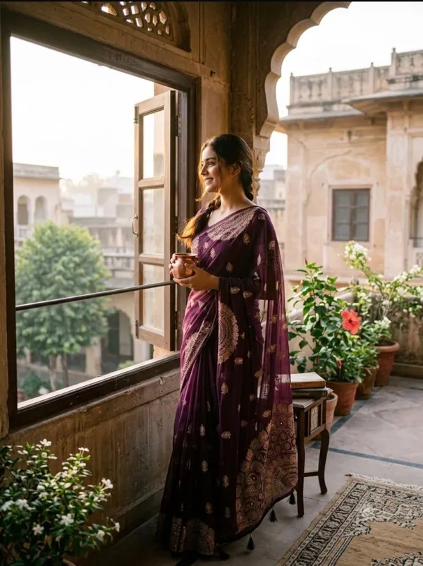 Purple_Linen_Saree_For_Women