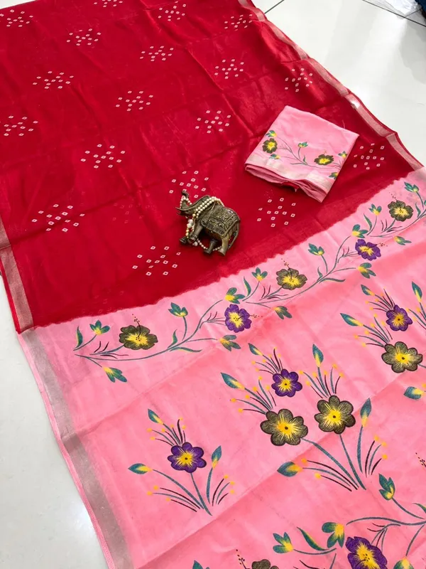 Red_Linen_Saree_For_Women