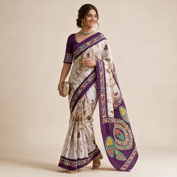 Purple_Linen_Saree_For_Women