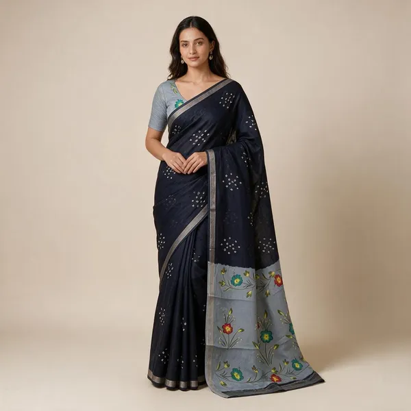 Black_Grey_Linen_Saree_For_Women