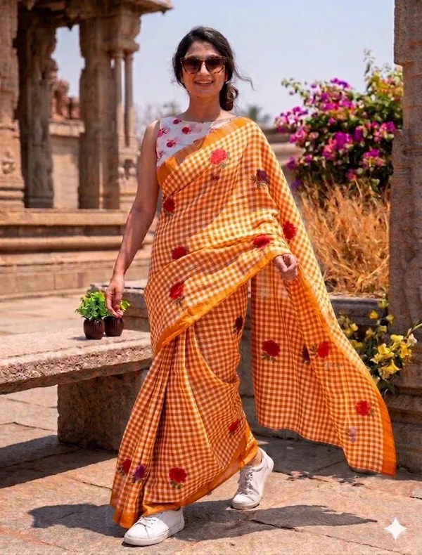 Orange_Linen_Saree_For_Women