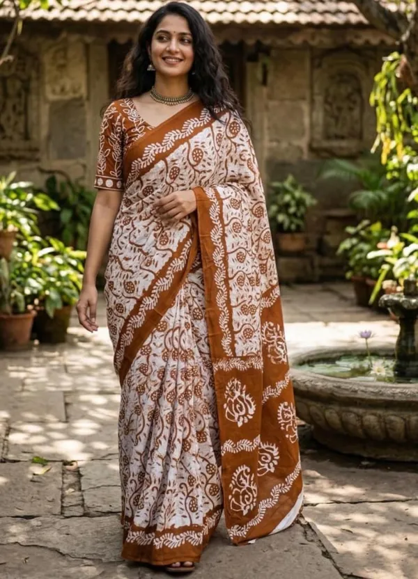 Brown_Linen_Saree_For_Women