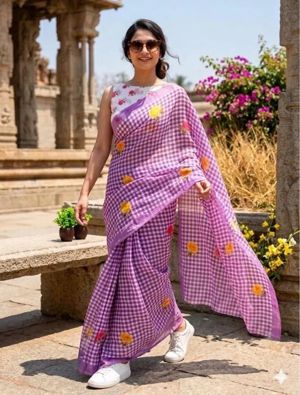 Purple_Linen_Saree_For_Women
