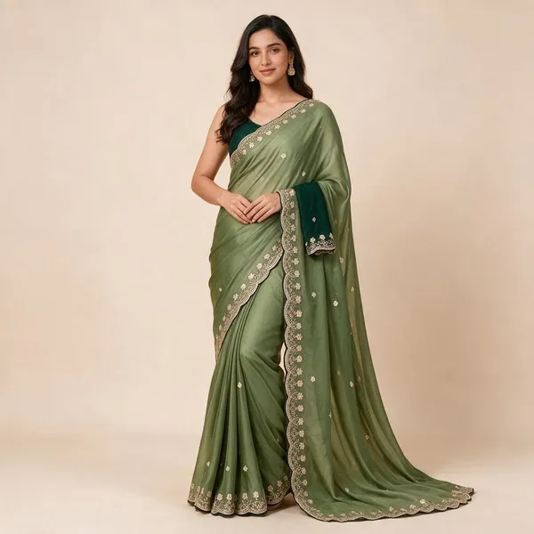 Green_Georgette_Saree_For_Women