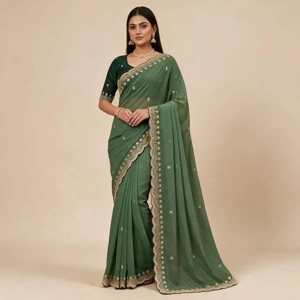 Green_Georgette_Saree_For_Women