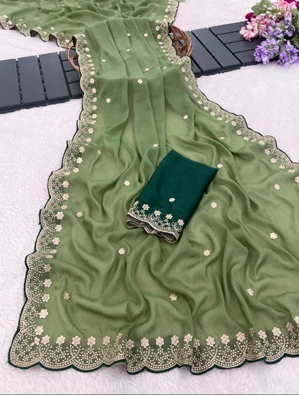 Green_Georgette_Saree_For_Women