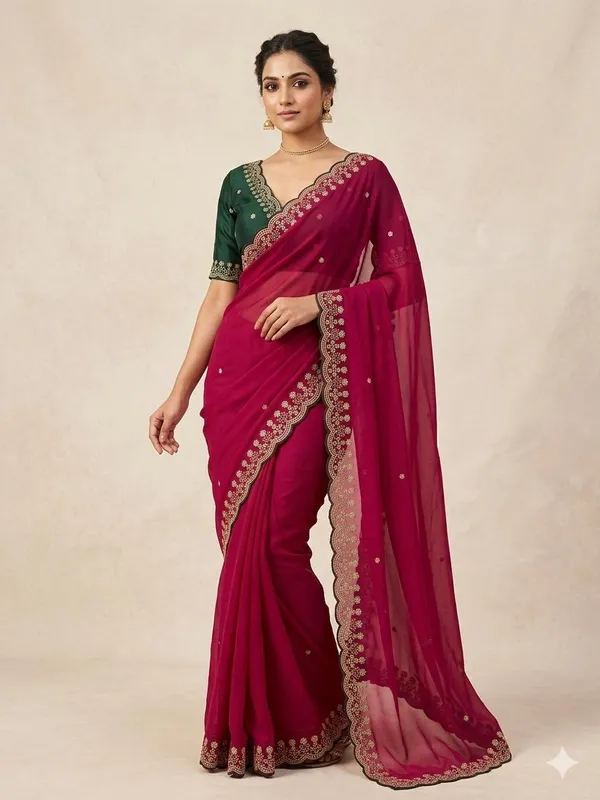 Maroon_Georgette_Saree_For_Women