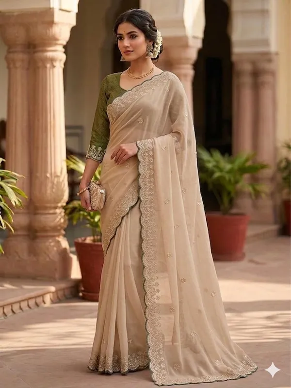 Beige_Georgette_Saree_For_Women