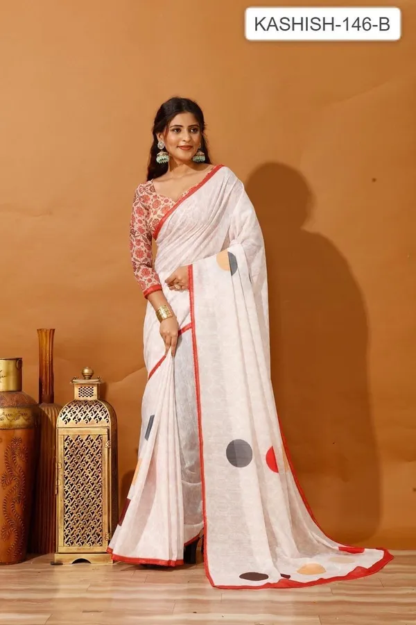 White_Linen_Saree_For_Women