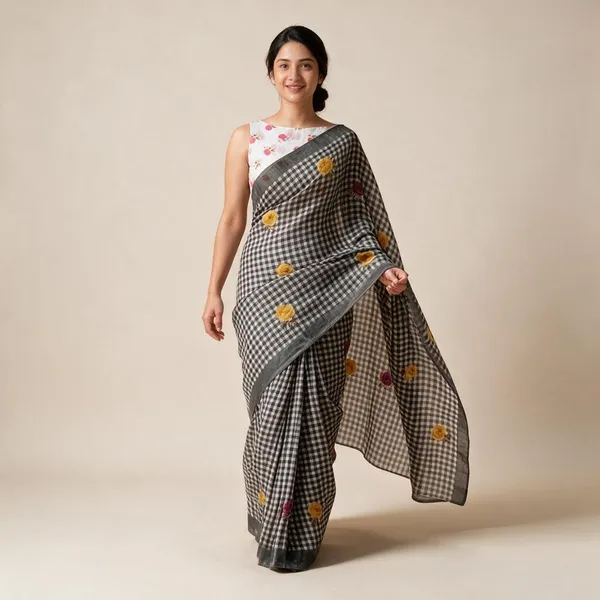Black_Linen_Saree_For_Women