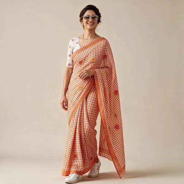 Orange_Linen_Saree_For_Women