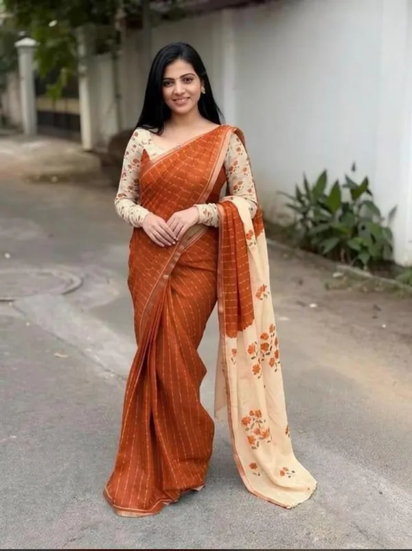 Orange_Linen_Saree_For_Women