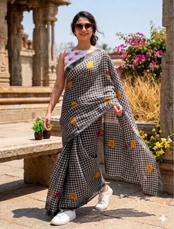 Black_Linen_Saree_For_Women