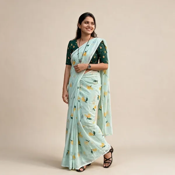 Mint_Linen_Saree_For_Women