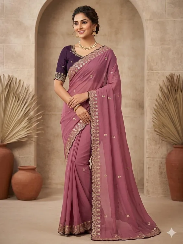 Mauve_Georgette_Saree_For_Women