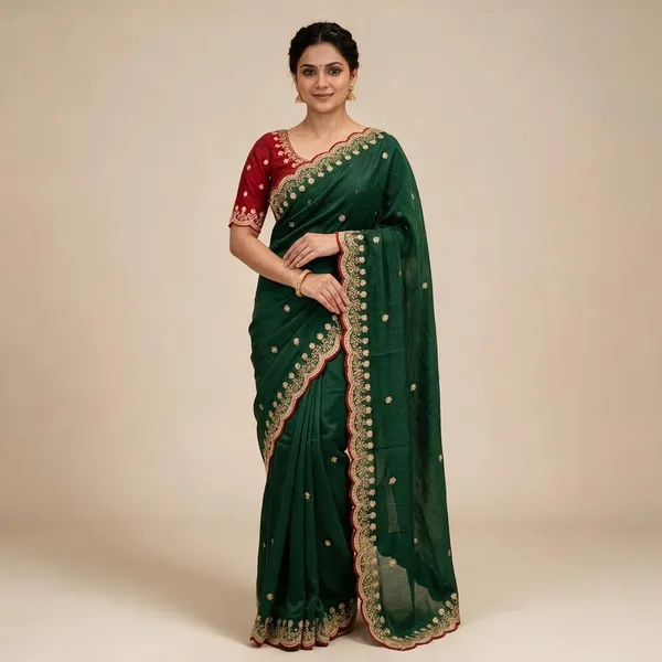 Green_Georgette_Saree_For_Women