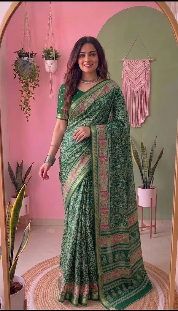 Green_Moss_Mellow_Saree_For_Women