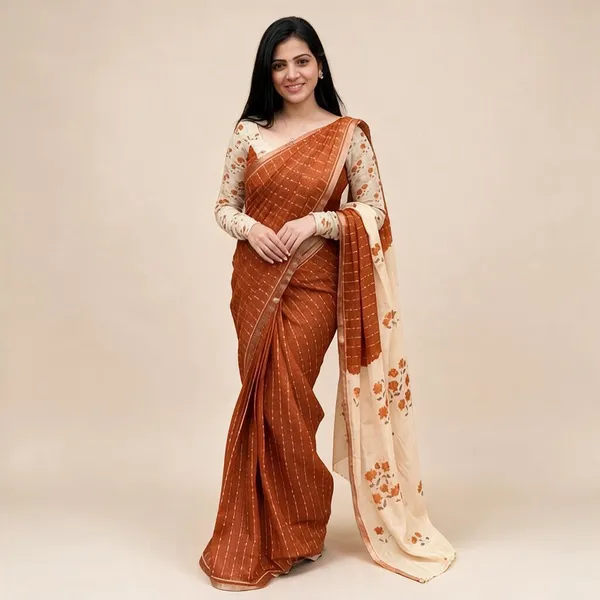Orange_Linen_Saree_For_Women