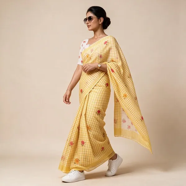 Yellow_Linen_Saree_For_Women