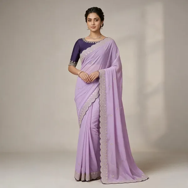 Lavender_Georgette_Saree_For_Women