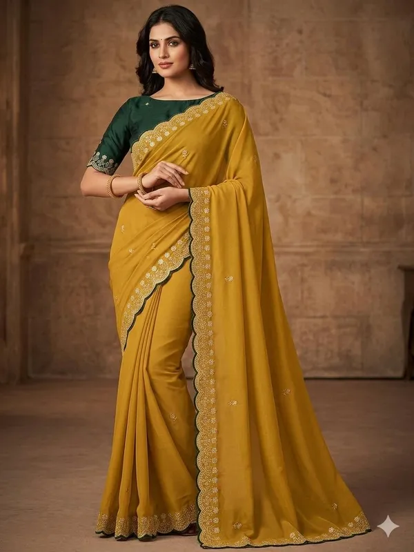 Mustard_Georgette_Saree_For_Women