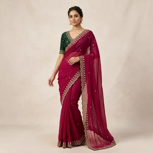 Maroon_Georgette_Saree_For_Women