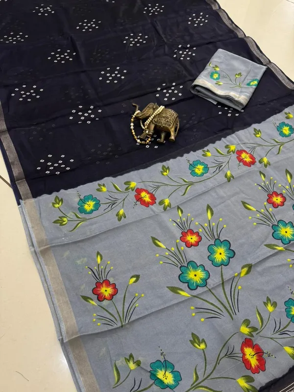 Black_Grey_Linen_Saree_For_Women