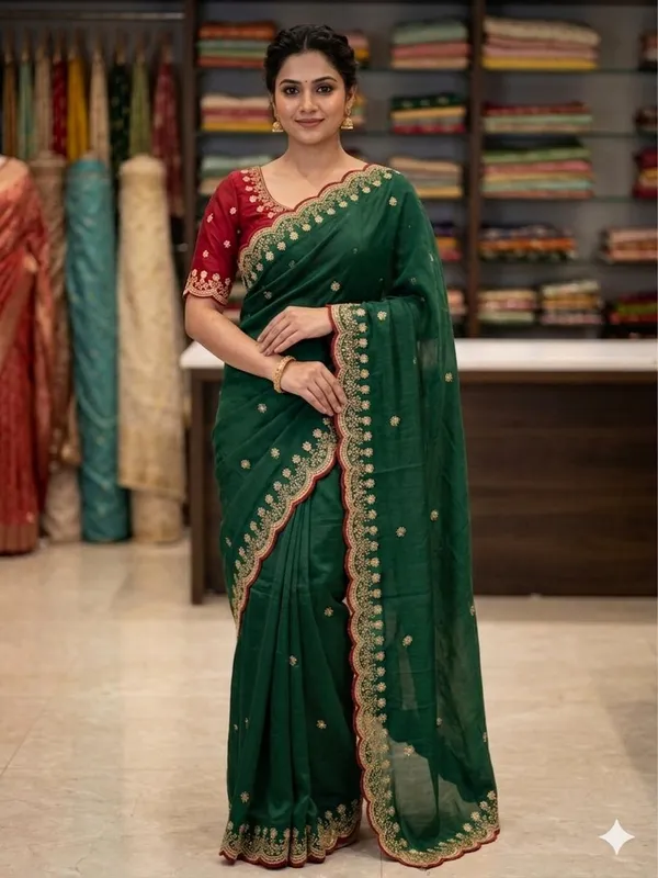 Green_Georgette_Saree_For_Women