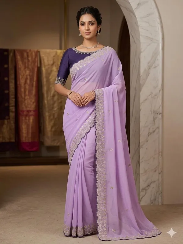 Lavender_Georgette_Saree_For_Women