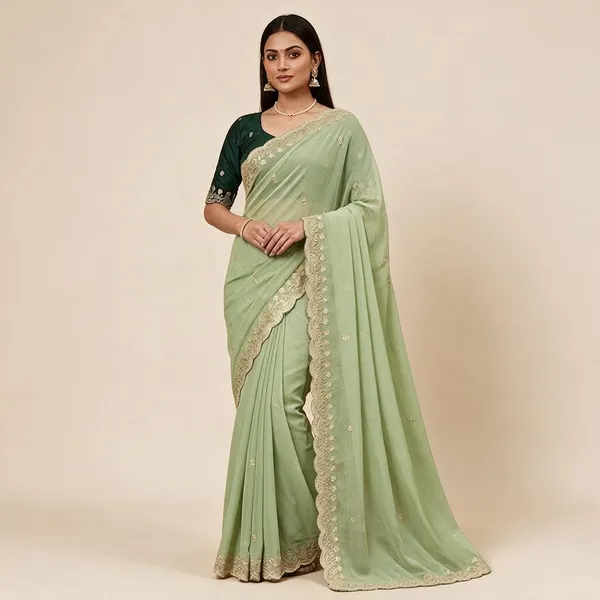 Green_Georgette_Saree_For_Women