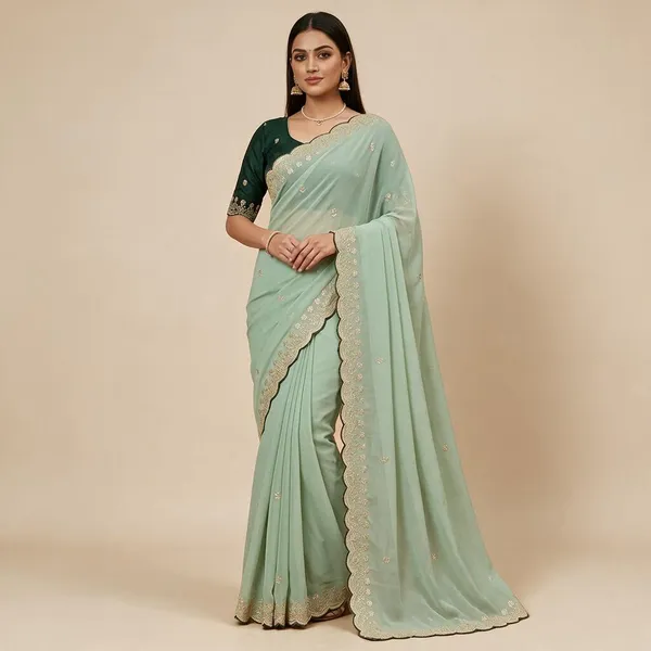 Green_Georgette_Saree_For_Women