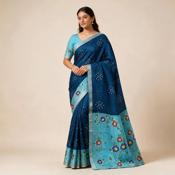 Blue_Linen_Saree_For_Women