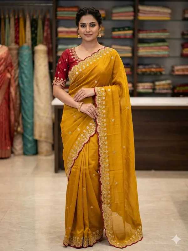 Mustard_Georgette_Saree_For_Women