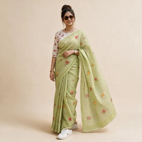 Green_Linen_Saree_For_Women