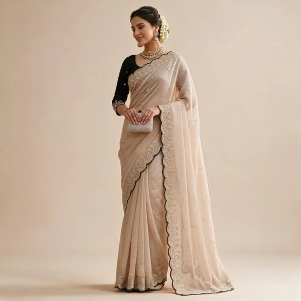 Beige_Georgette_Saree_For_Women