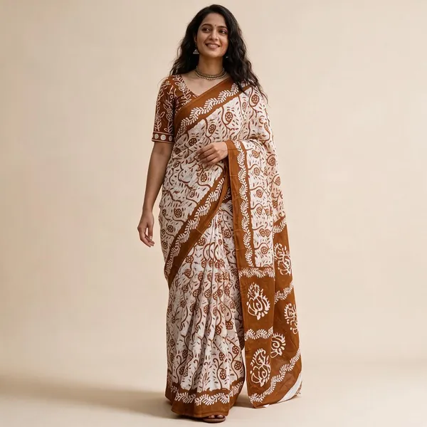 Brown_Linen_Saree_For_Women