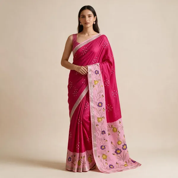 Pink_Linen_Saree_For_Women