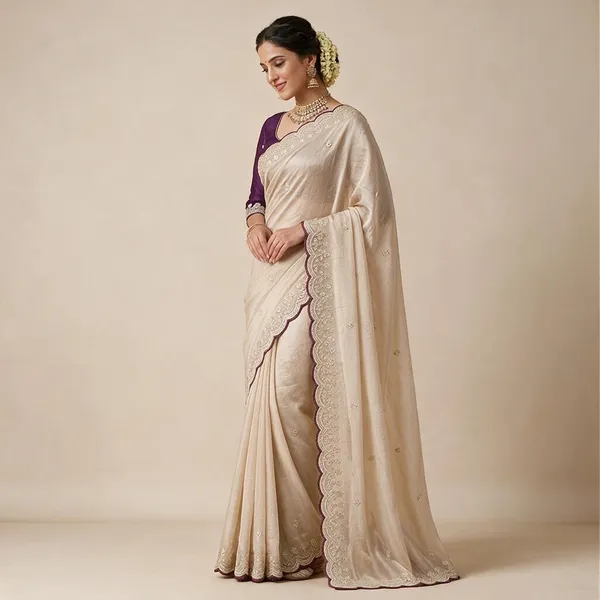 Beige_Georgette_Saree_For_Women