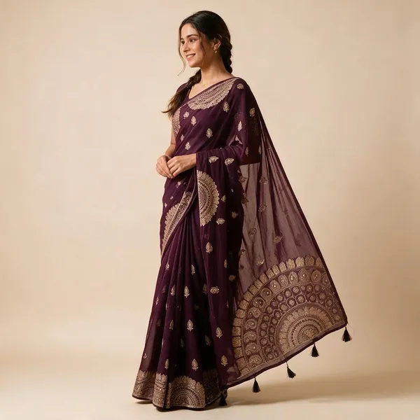 Purple_Linen_Saree_For_Women