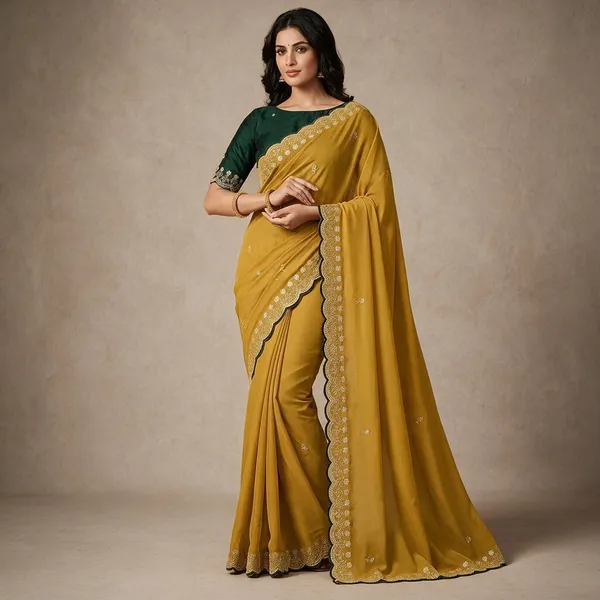 Mustard_Georgette_Saree_For_Women