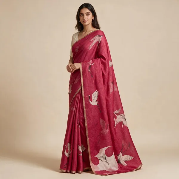 Pink_Linen_Saree_For_Women