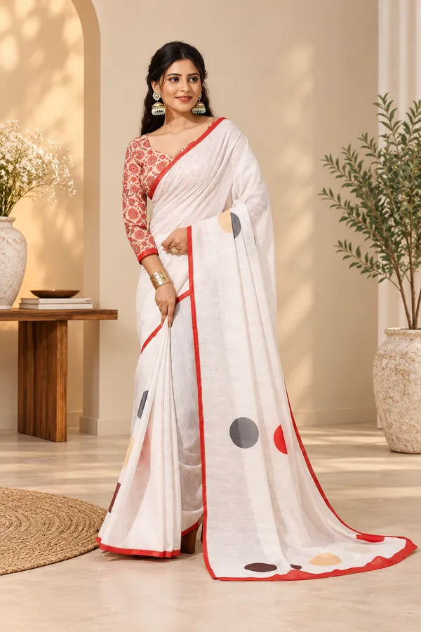White_Linen_Saree_For_Women
