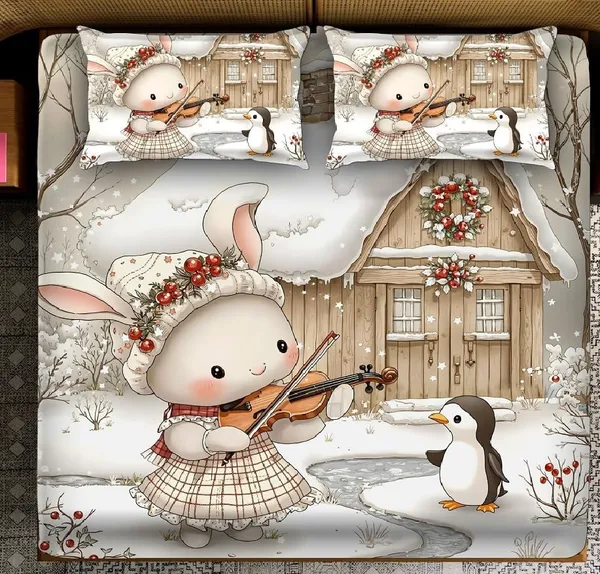 White_Cotton_Digital_Print_Super_King_Size_Flat_Bedsheet
