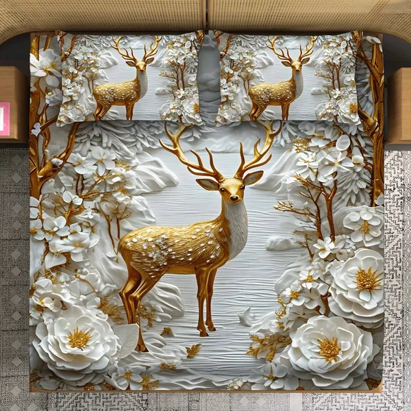 Cotton_Luxury_Golden_Deer_Floral_Print_King_Size_Bed_Sheet_Set